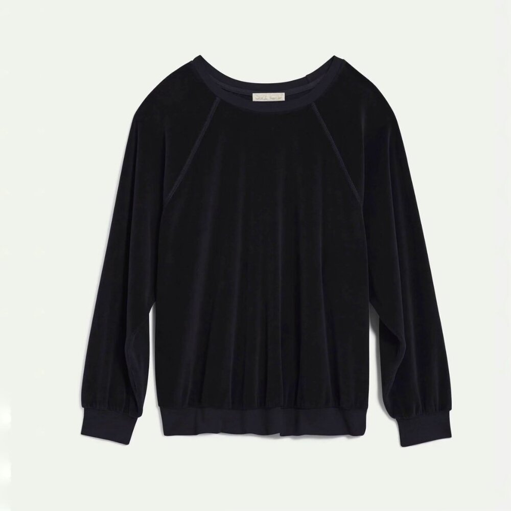 Suzie Kondi, The Samos Oversized Sweatshirt in Velour Black, Size S